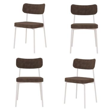 Imagem de Kit com 4 Cadeiras para Sala de Jantar Mona Yescasa Marrom Castor/Branco