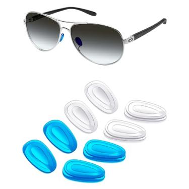 Imagem de Mryok 4 pares de protetores de nariz de substituição para óculos de sol Oakley Blender - transparente e azul escuro