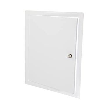 Imagem de ECOPRO VENT Painel de acesso de metal branco bloqueável de 30,5 cm x 40,64 cm. Painel de porta de eixo de serviço com chave. Canalização, eletricidade, aquecimento, painel de acesso à parede de alarme para drywall. Tampa do orifício de acesso aos serviços de banheiro.