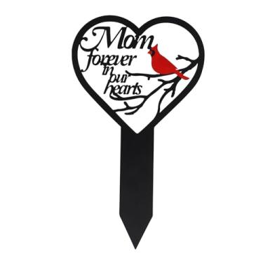 Imagem de OZIO Marcadores De Sepultura Memorial Coração Placa Memorial Estaca Marcadores De Sepultura De Simpatia Cardeais De Cemitério Estaca De Jardim Estaca De Sepultura De Metal Memorial Decoração Para Ma