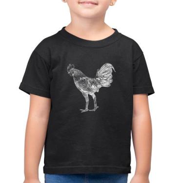 Imagem de Camiseta Algodão Infantil Galo Desenho - Foca na Moda, Preto, 8