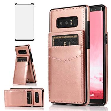 Imagem de Capa de telefone para Samsung Galaxy Note 8 com protetor de tela de vidro temperado e suporte para cartão de crédito capa carteira suporte acessórios para celular Glaxay Note8 Not S8 Galaxies Gaxaly