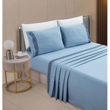 Imagem de Cobre leito sidney queen 3pçs toque acetinado lançamento - ROZAC, AZUL