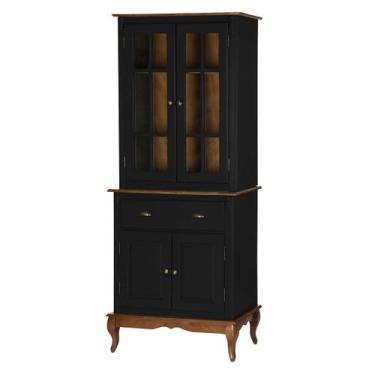 Imagem de Arca Oratório 4 Portas 1 Gaveta 60840 Hannover Linz Móveis, Preto/Imbu