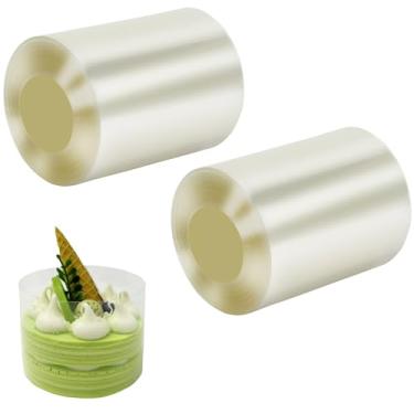 Imagem de Urxirha Pacote com 2 coleiras de bolo 6 × 994 cm, folhas transparentes de acetato para assar, tiras de bolo transparentes, rolos de bolo para decoração de bolos