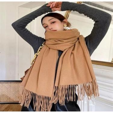Imagem de Cachecol Longo Feminino Estilo Cashmere Cor Lisa - princesa, Camarelo