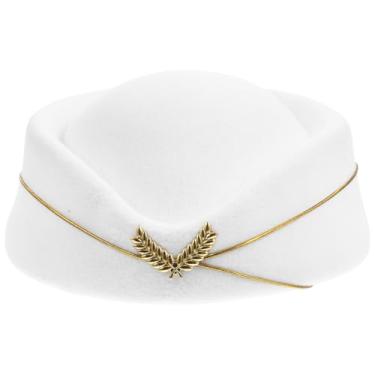 Imagem de ibasenice Chapéu de aeromoça branco para aeromoça, acessório de fantasia de aeromoça, acessório para apresentações musicais, Halloween, cosplay