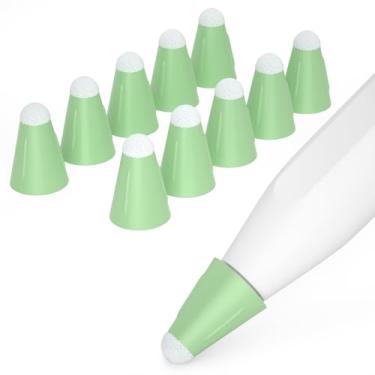Imagem de AZF Pacote com 10 para Apple Pencil Tips, capa de ponta de fibra de silicone para Apple Pencil 2ª geração e 1ª geração e Apple Pencil Pro/USB-C, capa protetora antiderrapante (Matcha)