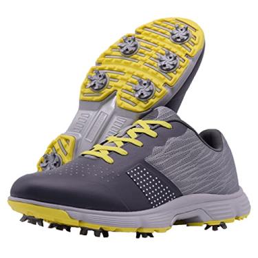 Imagem de Zakey Sapatos de golfe profissionais impermeáveis para homem, com espetos, antiderrapantes, para caminhar, cinzento, 44 EU