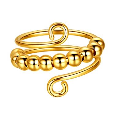 Imagem de beautlace Anel antiansiedade prata/banhado a ouro 18 K para ansiedade, anel giratório para mulheres e homens, Zircônia cúbica, Zircônia cúbica