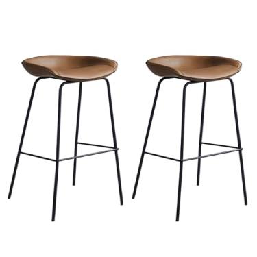 Imagem de Lzyjckh Conjunto de 2 bancos de bar, Cadeiras altas modernas de balcão de bar Bancos de bar de altura de balcão para ilha de cozinha, balcão, sala de jantar,Brown,65 cm high