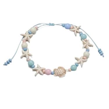 Imagem de Corrente de pé estilo boêmio para mulheres, estrela-do-mar, tartarugas marinhas, design impermeável, contas de praia, trançadas, tornozeleiras, corrente de verão, simples, feita à mão, tornozeleiras,