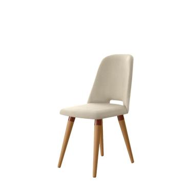 Imagem de Cadeira de Jantar Madeira Maciça Drop Pé Palito Linho Off White Província