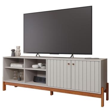 Imagem de Rack Bancada Holanda 185cm para TV até 60 - Permóbili Off White/Cinamomo