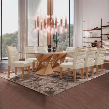 Imagem de Conjunto Sala De Jantar Genova Tampo Vidro/MDF com 8 Cadeiras Genova Smart Plus