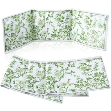 Imagem de Sonwyoung 4 Pcs Chinoiserie Print Large Size Mahjong Card Sleeves Soft Printed Fabric Plastic Card Protector Holder Mahjong Gifts Accessories League Scorecard Cover(Green)