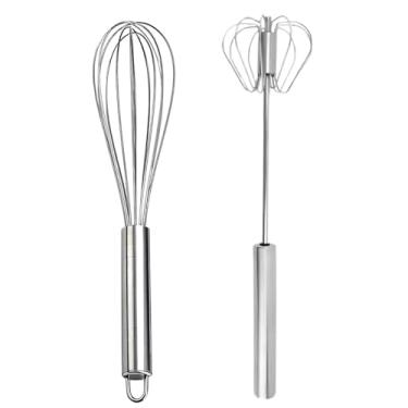 Imagem de SYMEON Kit 2 Batedores Ovos Claras Massas Fue E Giratório 30cm Inox