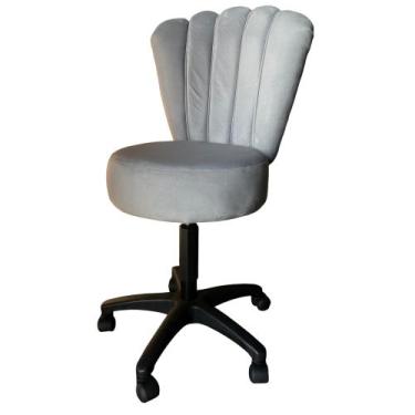 Imagem de Cadeira Mocho Pétala In9 Decor, Veludo Cinza Claro - In9 Decor