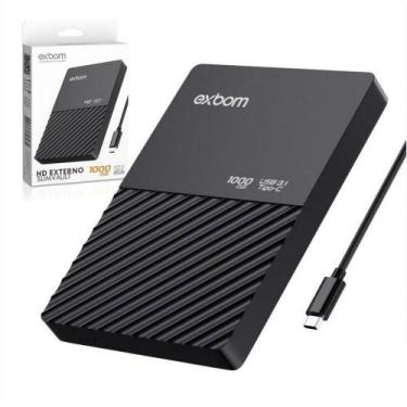 Imagem de HD Externo 1TB 1000GB USB Type C 3.1 Slim Vault Exbom HDE-S1TA