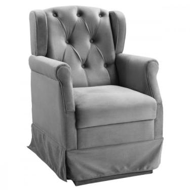 Imagem de Poltrona Cadeira Amamentação Balanço Ternura Veludo Chumbo - Star Conf