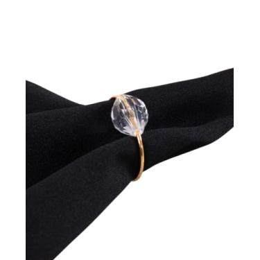 Imagem de Kit 24 Peças Anel Argola Porta Prendedor de Guardanapo Dourada Pedra Cristalina 4x3cm Acrilico Acabamento Artesanal Mesa Posta 24 Lugares