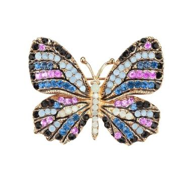 Imagem de Broche de strass de cristal borboleta com asas da Reizteko, Black Blue