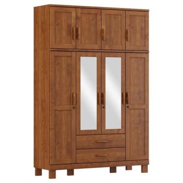Imagem de Guarda Roupa 8 Portas 2 Gavetas Com Espelhos Cobre Imbuia - FN - Fines