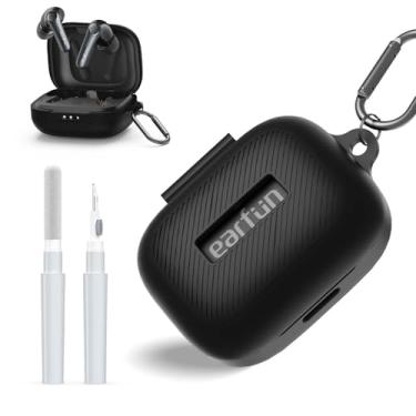 Imagem de AGENTNANO Capa para EarFun Air Pro 4 com kit de limpeza, capa protetora de silicone macio resistente a arranhões com design visível compatível com EarFun Air Pro 4 capa de carregamento com mosquetão