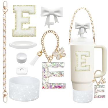 Imagem de Conjunto de acessórios de copo Stanley de 8 peças para copo Stanley Cup de 850 g 1,134 g com alça, incluindo tampa de palha e bota, tampa à prova de derramamento, pingente de alça, adesivo de iniciais