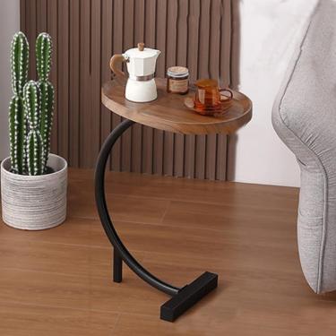 Imagem de Mesa De Sofá, Mesa De Cabeceira Em Forma De C, Mesa Lateral De Sofá Mesa De Lanche Para Laptop De Escritório Moderno Mesas De Centro De Perna De Metal Para Sala De Estar Q, Black-frame, B