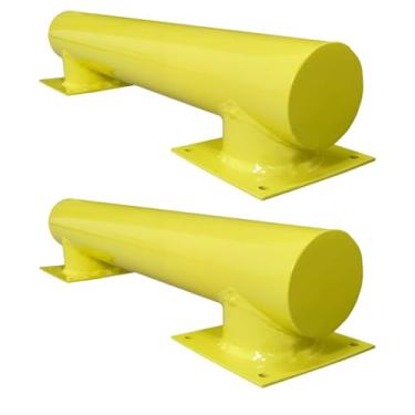 Imagem de Kit com 2 Limitadores de Estacionamento, Bate Rodas em Aço, Amarelo, Proteção para Garagem, Condomínios, Prédios