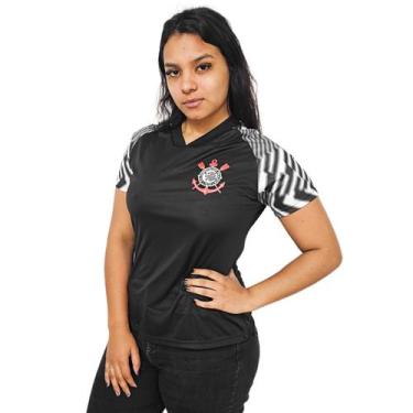 Imagem de Camisa Corinthians Baby Look Lines Preta - Feminina - Bomache, M, Pret