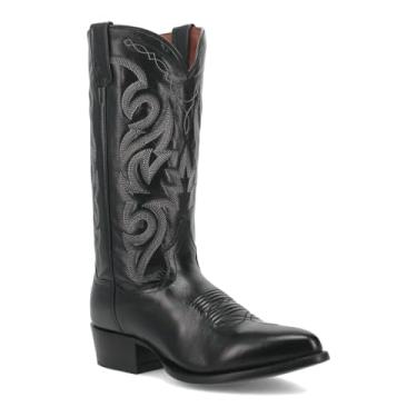 Imagem de Dan Post Bota masculina Milwaukee bordada bico fino estreito casual cano médio - preta, Preto, 48