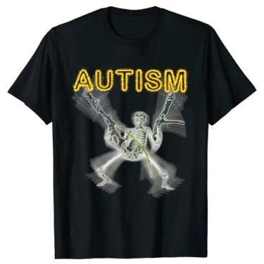 Imagem de Camiseta Feminina Retrô Esqueleto - Autismo Conscientização - Design E