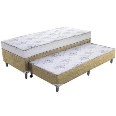 Imagem de Cama Box Solteiro Conjugada Mola Com Auxiliar Suede