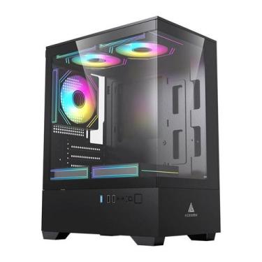 Imagem de Gabinete Gamer Acegeek Shadow, Mid-Tower, Lateral de Vidro, Preto, AG-