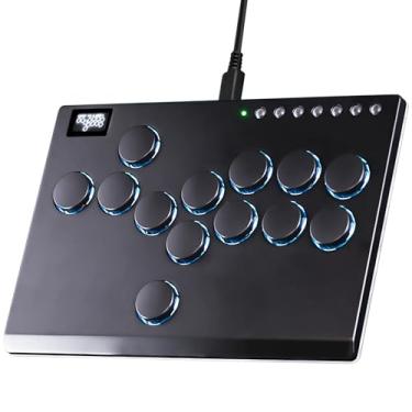 Imagem de Sehawei Controle de todos os botões de metal Arcade Stick de 13 teclas com funções RGB e turbo personalizadas, bastão de combate Arcade para PC/Ps3/Ps4/Switch/Steam-Suporta SOCD (preto)