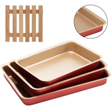 Imagem de Jogo De Forma 03 Peças Antiaderentes + Descanso De Panela - Marcolar