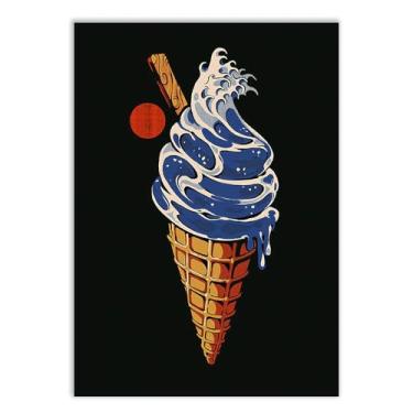 Imagem de Placa Decorativa Sorvete Grande Onda Kanagawa Ilustração Japão Decoração Quarto Sala