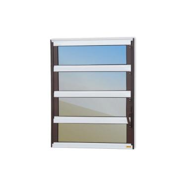 Imagem de Janela De Aluminio Basculante Elite Vidro Reflex 80cm X 80cm Brimak Mix Corten