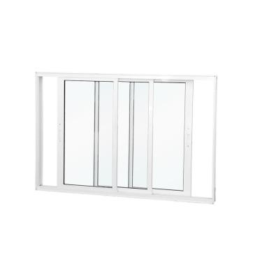 Imagem de Janela De Correr Abertura Dupla Premium 3 Folhas Vidro Liso 100x150cm Crv Portas E Janelas Branco
