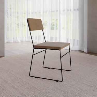 Imagem de Cadeira De Jantar Estofada Málaga Veludo Marrom - Cor: Marrom