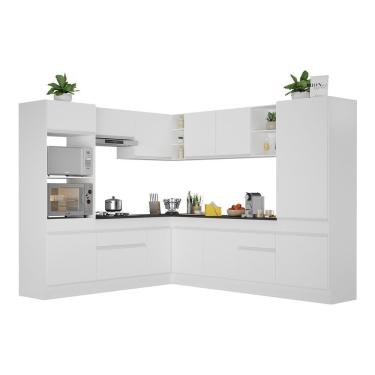 Imagem de Armário De Cozinha Completa De Canto Com Rodapé Veneza Multimóveis V2081 Branco Branco