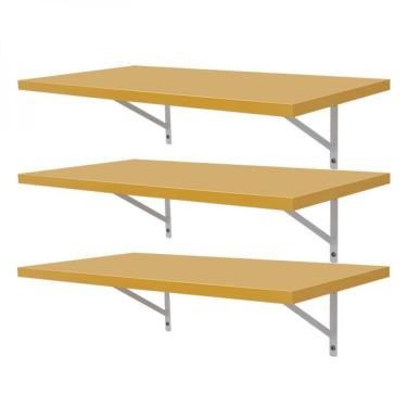 Imagem de Kit 3 Prateleiras 50 X 25cm Amarela Com Mão Francesa