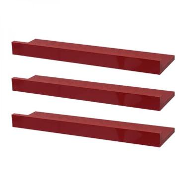 Imagem de Kit 3 Prateleira Porta Quadro 50X10cm Vermelha Invisível