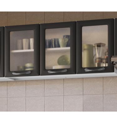 Imagem de Armário 120Cm 3 Portas Com Vidro New Premium Itatiaia Grafite/Branco