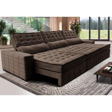 Imagem de Sofá Retrátil E Reclinável 4,15M Cama Inbox Big Puffer Com Softgel D40 Velupluma Café
