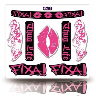 Imagem de Kit 09 Cartela Rosa Adesivos Carro Moto Caminhão Bike Atacado Rosa