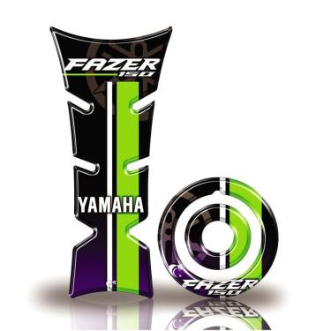 Imagem de Kit Protetor De Tanque E Bocal Moto Yamaha Fazer Verde Azul Verde