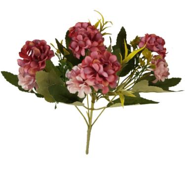 Imagem de Flor Artificial Mini Hortência Marsala Haste 26cm 26cm